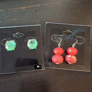 Red and Green Costume Earrings